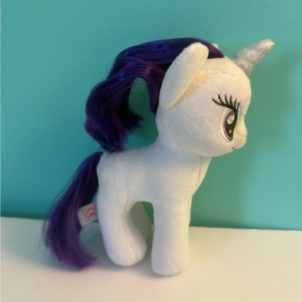 Hasbro Plush Beanie Baby My Little Pony “Rarity” Unicorn Toy - White and Purple